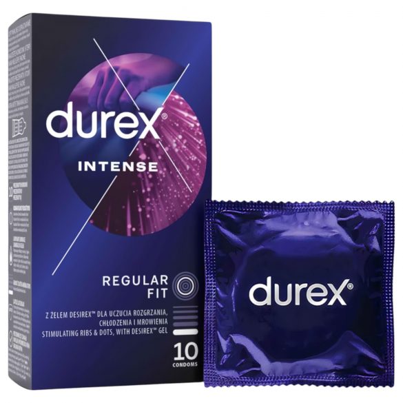 Durex Intense - gofruotasis ir taškuotas prezervatyvas (10 vnt.)