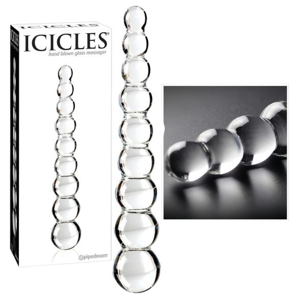 Icicles No. 2 - sferinis stiklinis dildo (skaidrus)