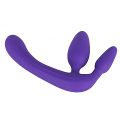 Trigubas, be diržo segtukas dildo (violetinis)