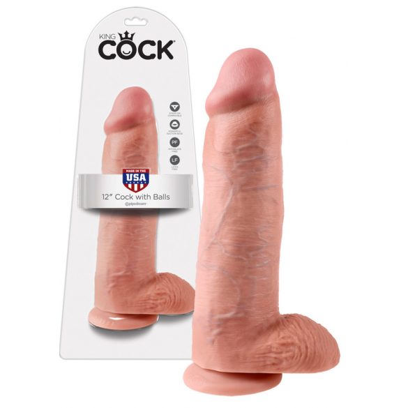 King Cock 30 cm Natūralistinis Didelis Dildo su Tvirtinimu ir Sėklidėmis 