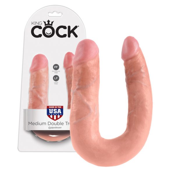 King Cock dvigubas dildo (vidutinis) - natūralus 