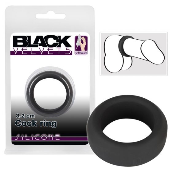 Juodasis Aksomas - storasienės varpos žiedas (3,2cm) - juodas