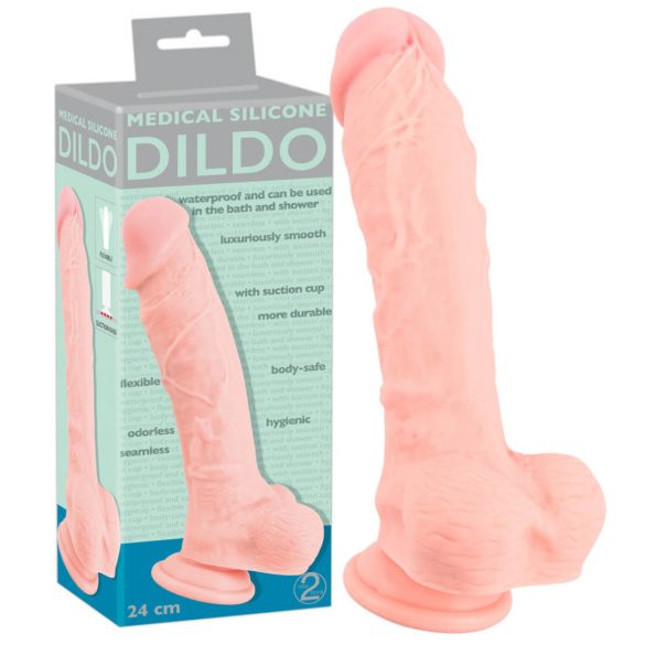 Medicininis - medicininio silikono dildo (24cm) - natūrali spalva 