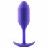 b-vibe Snug Plug 2 - dvigubas analinis dildo su kamuoliais (114g) - violetinė 