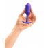 b-vibe Snug Plug 2 - dvigubas analinis dildo su kamuoliais (114g) - violetinė 