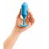 b-vibe Snug Plug 3 - dvigubo kamuolio analinis dildo (180g) - mėlynas 