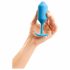 b-vibe Snug Plug 3 - dvigubo kamuolio analinis dildo (180g) - mėlynas 