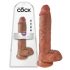 King Cock 10 su kapšeliais didelis dildo (25 cm) - rudas 