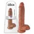 King Cock 10 su kapšeliais didelis dildo (25 cm) - rudas 