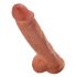 King Cock 10 su kapšeliais didelis dildo (25 cm) - rudas 