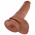 King Cock 10 su kapšeliais didelis dildo (25 cm) - rudas 