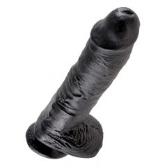 King Cock 10 colių dildo su sėklidėmis (27,3 cm) - juodas