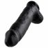 King Cock 30 cm ilgio juodas dildo su sėklidėmis