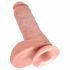 King Cock 8 sėklidžių dildo (20 cm) - natūrali spalva