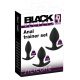 Black Velvet - silikoninė analinių dildo rinkinys (3 dalių) - juoda 