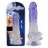 „Crystal Clear - su siurbtuku ir sėklidėmis dildo - 19,5 cm (permatomas violetinis)” 