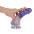 „Crystal Clear - su siurbtuku ir sėklidėmis dildo - 19,5 cm (permatomas violetinis)” 