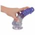 „Crystal Clear - su siurbtuku ir sėklidėmis dildo - 19,5 cm (permatomas violetinis)” 