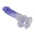 „Crystal Clear - su siurbtuku ir sėklidėmis dildo - 19,5 cm (permatomas violetinis)” 