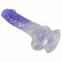 „Crystal Clear - su siurbtuku ir sėklidėmis dildo - 19,5 cm (permatomas violetinis)” 