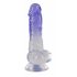 „Crystal Clear - su siurbtuku ir sėklidėmis dildo - 19,5 cm (permatomas violetinis)” 