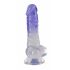 „Crystal Clear - su siurbtuku ir sėklidėmis dildo - 19,5 cm (permatomas violetinis)” 