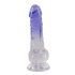 „Crystal Clear - su siurbtuku ir sėklidėmis dildo - 19,5 cm (permatomas violetinis)” 