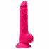 Silexd 9,5 - formuojamas, prilimpantis, su sėklidėmis dildo - 24cm (rožinė) 