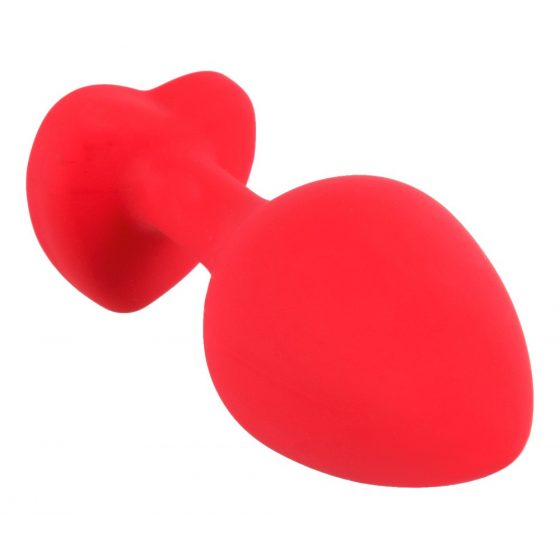 You2Toys Vidutinė širdelės formos analinė kaištis su juodu akmeniu (raudona)