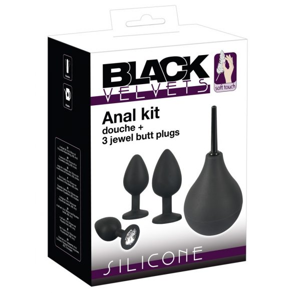 Black Velvet - analinis dildo rinkinys (4 dalių) - juodas 