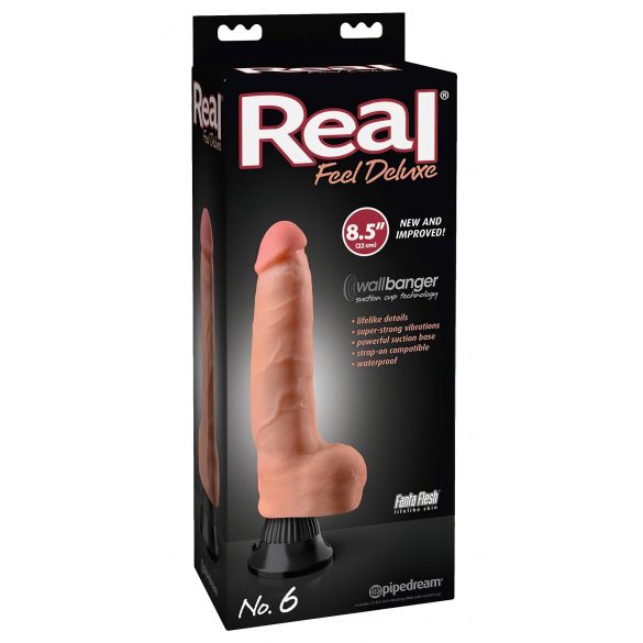 Real Feel Deluxe Nr. 6 - natūralus, vibruojantis dildo su sėklidėmis 