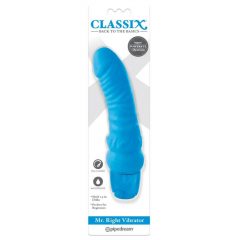   Classix Mr. Right - pradedantiems, silikoninis penio vibratoriaus (mėlynas)