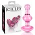 Icicles No. 75 - rožinė širdies formos stiklinis analinis dildo 