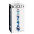 Icicles No. 08 - banguotas, dvikryptis, stiklinis dildo (permatomas-mėlynas)