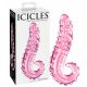 Icicles Nr. 24 - rausvas stiklinis dildo su briaunotu liežuvio forma 