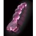 Icicles Nr. 43 - karoliukais, širdelės formos stiklinis dildo (rožinis)