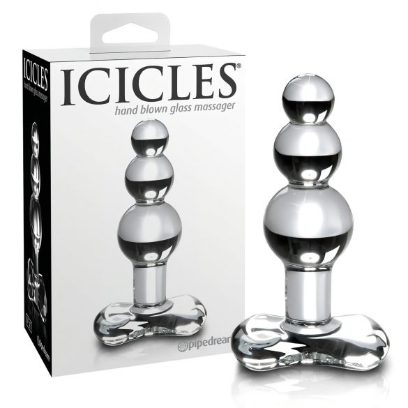 Icicles No. 47 - trigubas perliukų stiklinis analinis dildo (permatomas)