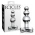 Icicles Nr. 47 - triguba karoliukų, stiklinis analinis dildo (skaidrus) 