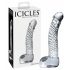 Icicles No. 61 - stiklinis dildo su sėklidėmis ir peniu (skaidrus)