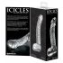 Icicles No. 61 - stiklinis dildo su sėklidėmis ir peniu (skaidrus)