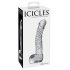 Icicles No. 61 - stiklinis dildo su sėklidėmis ir peniu (skaidrus)