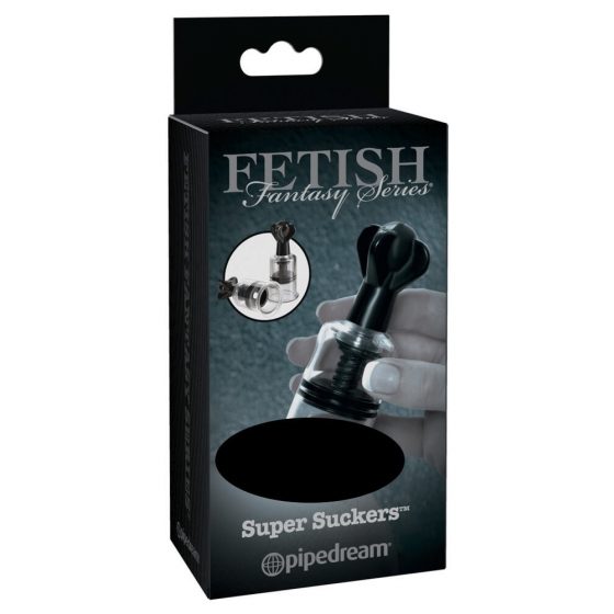 Fetish Super Suckers - spenelių siurbimo pompa (juoda-permatoma)