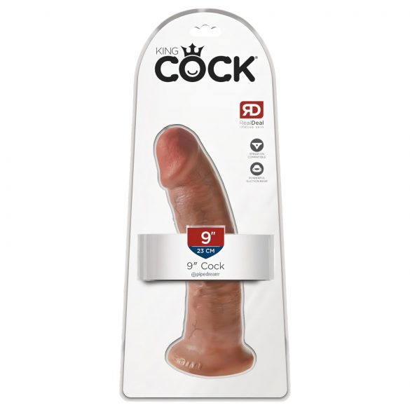 King Cock 9 - tikroviškas dildo su siurbimo taurele (23 cm) - tamsiai natūrali spalva