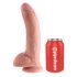 King Cock 9 - didelis, prisisiurbiantis, su sėklidėmis dildo (23cm) - natūralus 