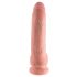 King Cock 9 - didelis, prisisiurbiantis, su sėklidėmis dildo (23cm) - natūralus 