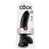 King Cock 9 - didelis siurbtuku, su sėklidėmis dildo (23cm) - juodas 