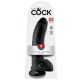 King Cock 9 - didelis siurbtuku, su sėklidėmis dildo (23cm) - juodas 