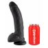 Karaliaus 9 - Didelis dildo su prilimpančia baze ir sėklidėmis (23cm) - juodas