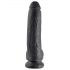 King Cock 9 - didelis, su siurbtuku, su sėklidėmis dildo (23 cm) - juodas