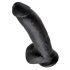 King Cock 9 - didelis siurbtuku, su sėklidėmis dildo (23cm) - juodas 